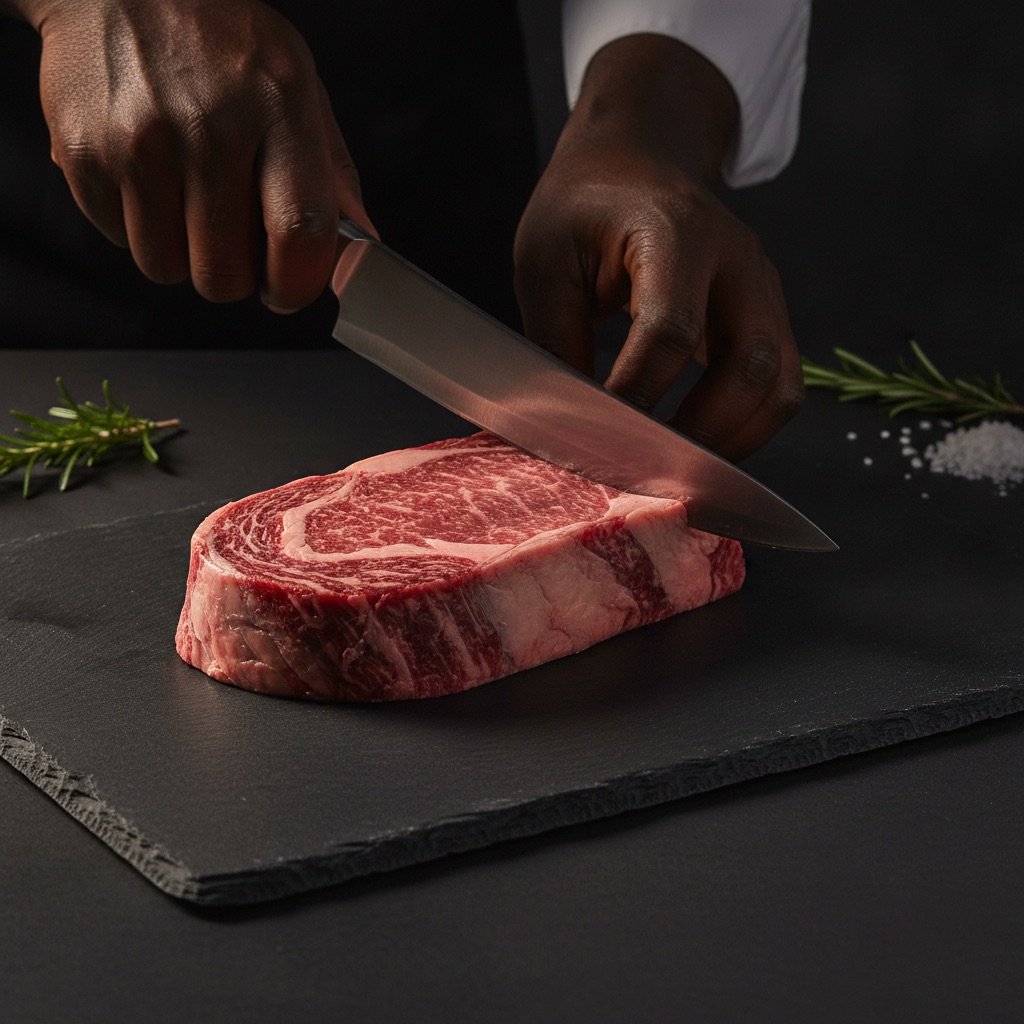 Corte de carne premium preparado pelo talhante